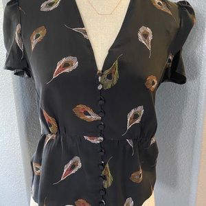 Madewell Feather Print Short Sleeve Top
